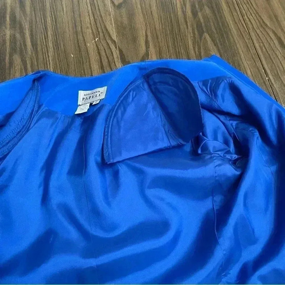 Adrianna Papell Blue 100% Silk Button Front Blazer Jacket Women’s size 8 - Picture 6 of 14